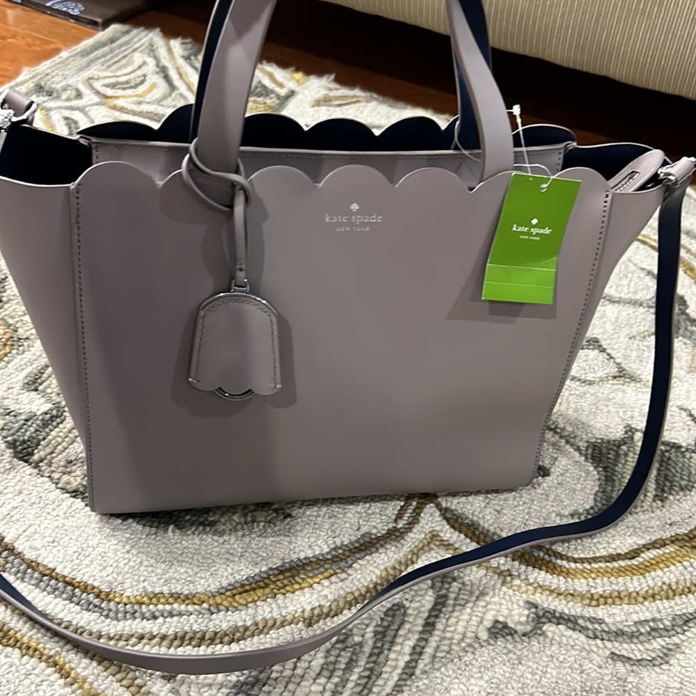 ♠️ Kate spade NWT $379 magnolia street small Mina gray blue leather satchel bag - Picture 15 of 15